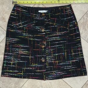 Trina Turk Black Mini Skirt with Multicolor Pattern